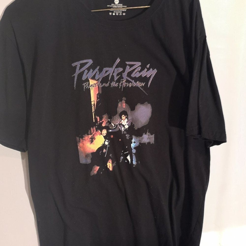 Prince Purple Rain Men's Size XXL Black Short Sleeve T-shirt